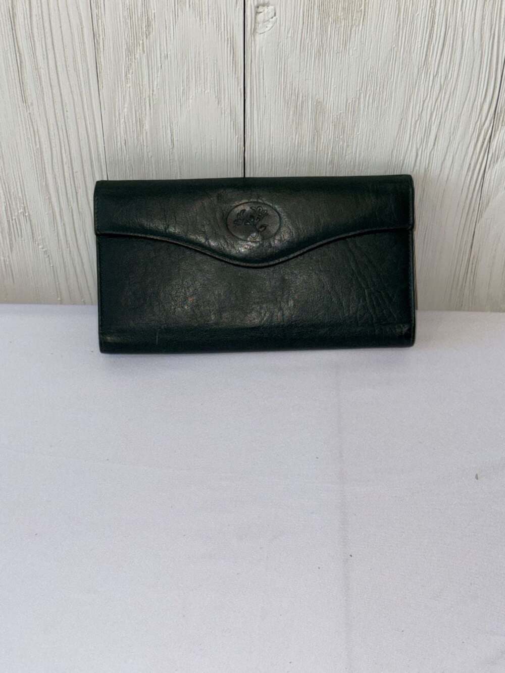 Buxton Vintage Dark Green Top Grain Cowhide Leather Long Clutch Wallet